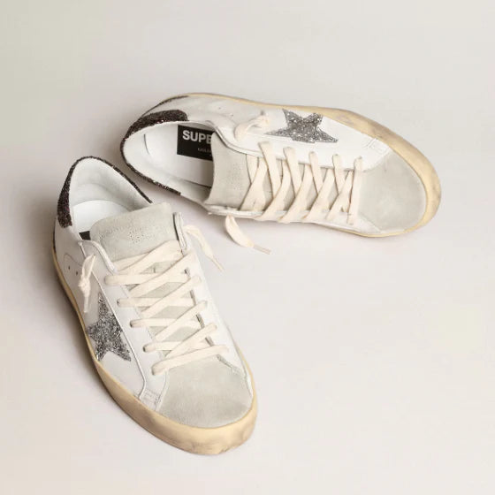 Golden Goose Super-Star With Silver Star glitter