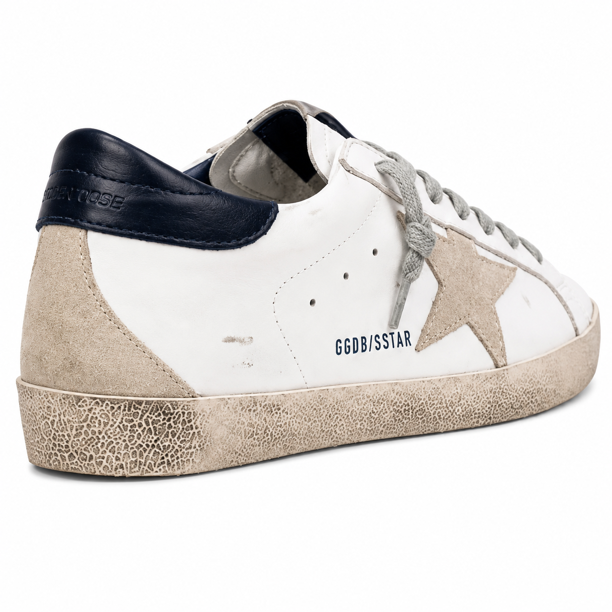 Golden goose Super-Star with suede star and blue heel tab