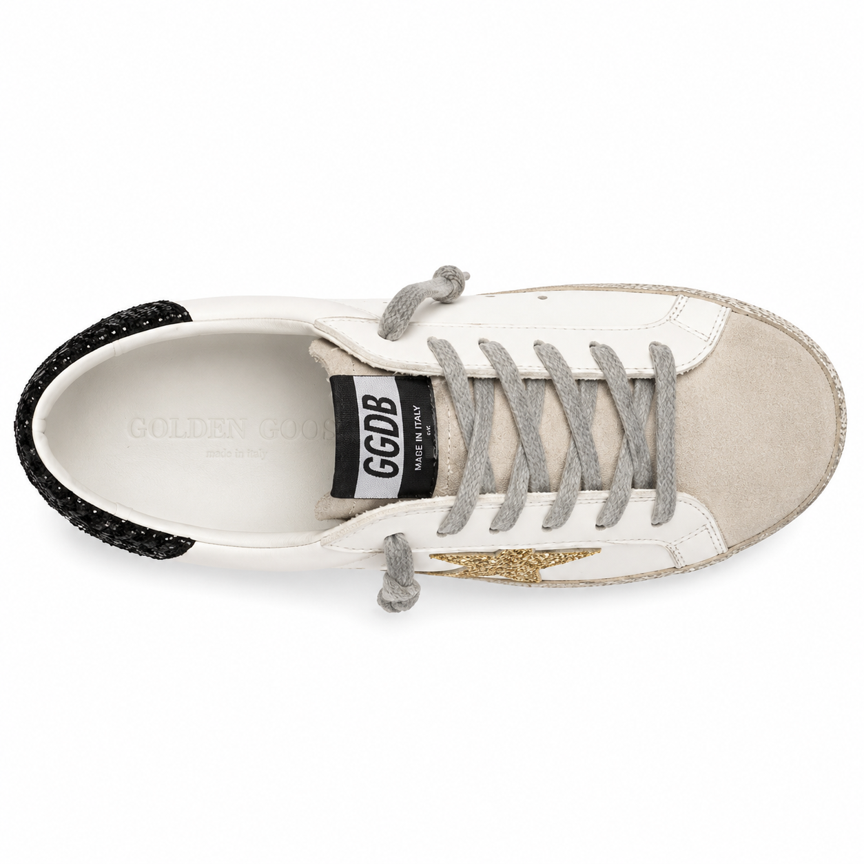 Golden Goose Superstar White Gold Star glitter