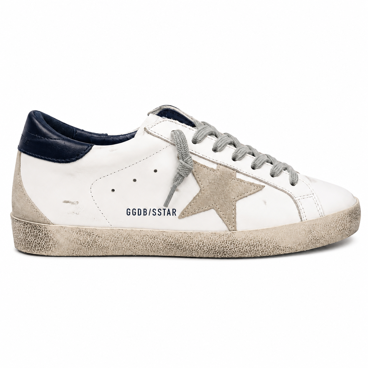 Golden goose Super-Star with suede star and blue heel tab