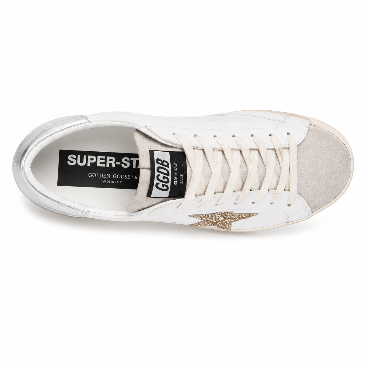 Golden Goose Super-Star White/Gold Glitter Edition