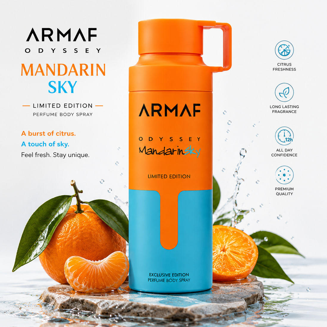 Odyssey Mandarin Sky Elixir body spray by armaf