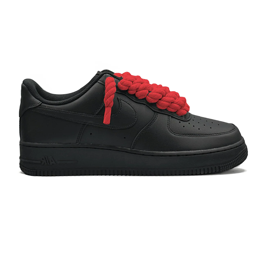 Nike air force black rope lace-red