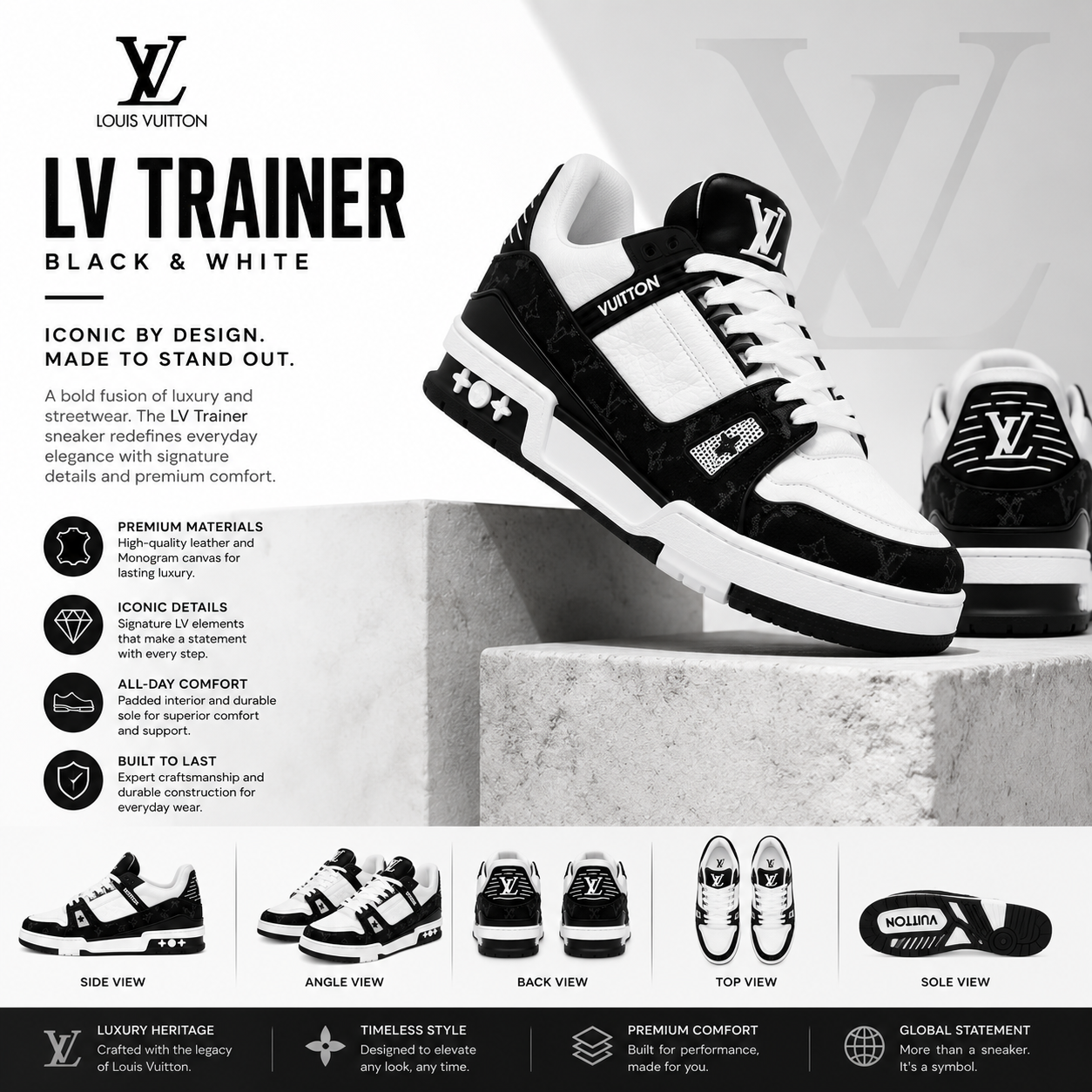 LV Trainer Sneakerr white&black