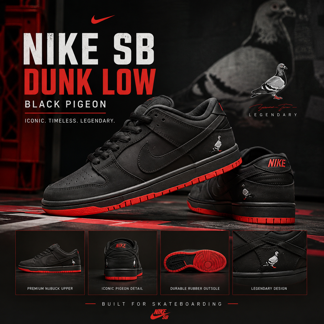 Nike SB Dunk black-pigeon