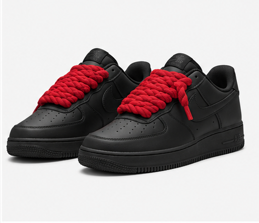 Nike air force black rope lace-red