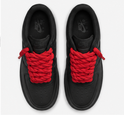 Nike air force black rope lace-red