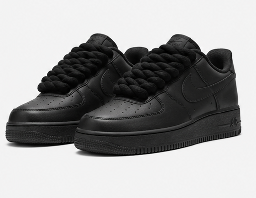 Nike air force black rope lace-black