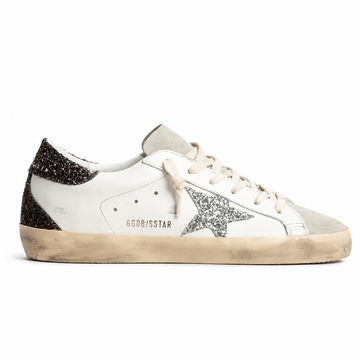 Golden Goose Super-Star With Silver Star glitter