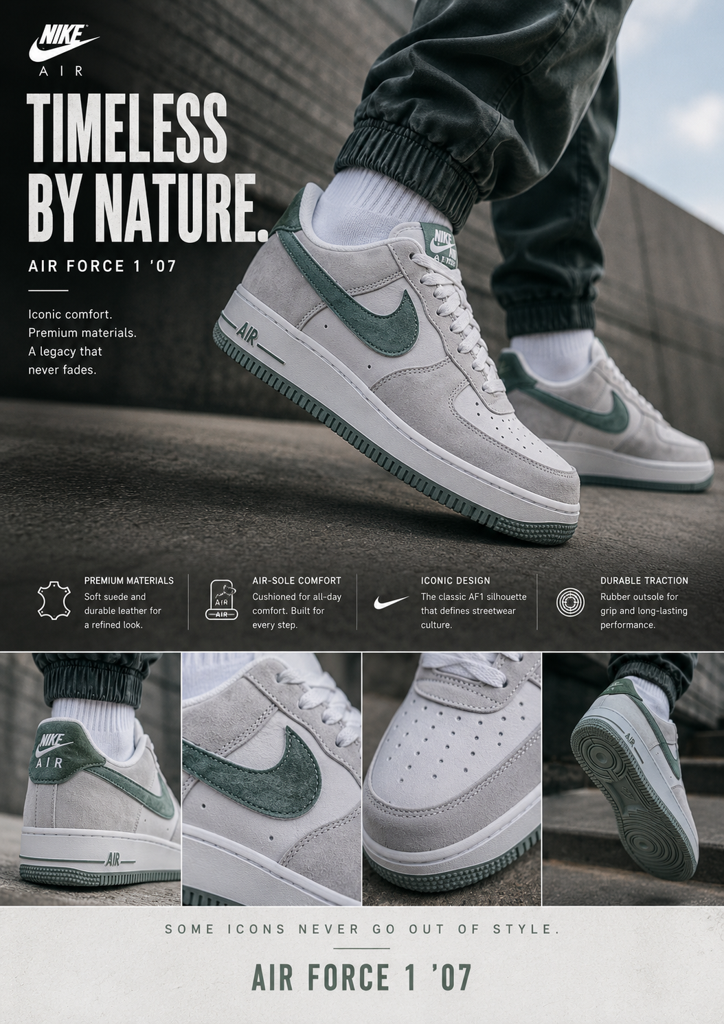 NIKE AIR FORCE-1-grey suede G