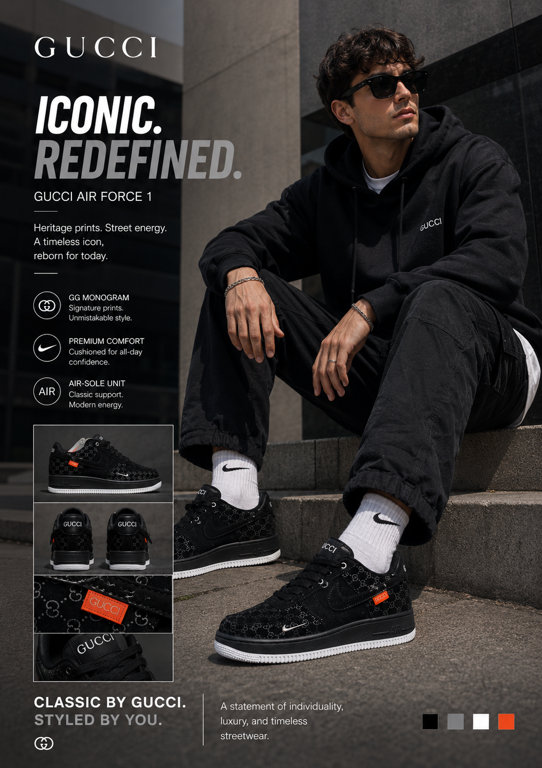 Nike air force 1 black Gucci edition