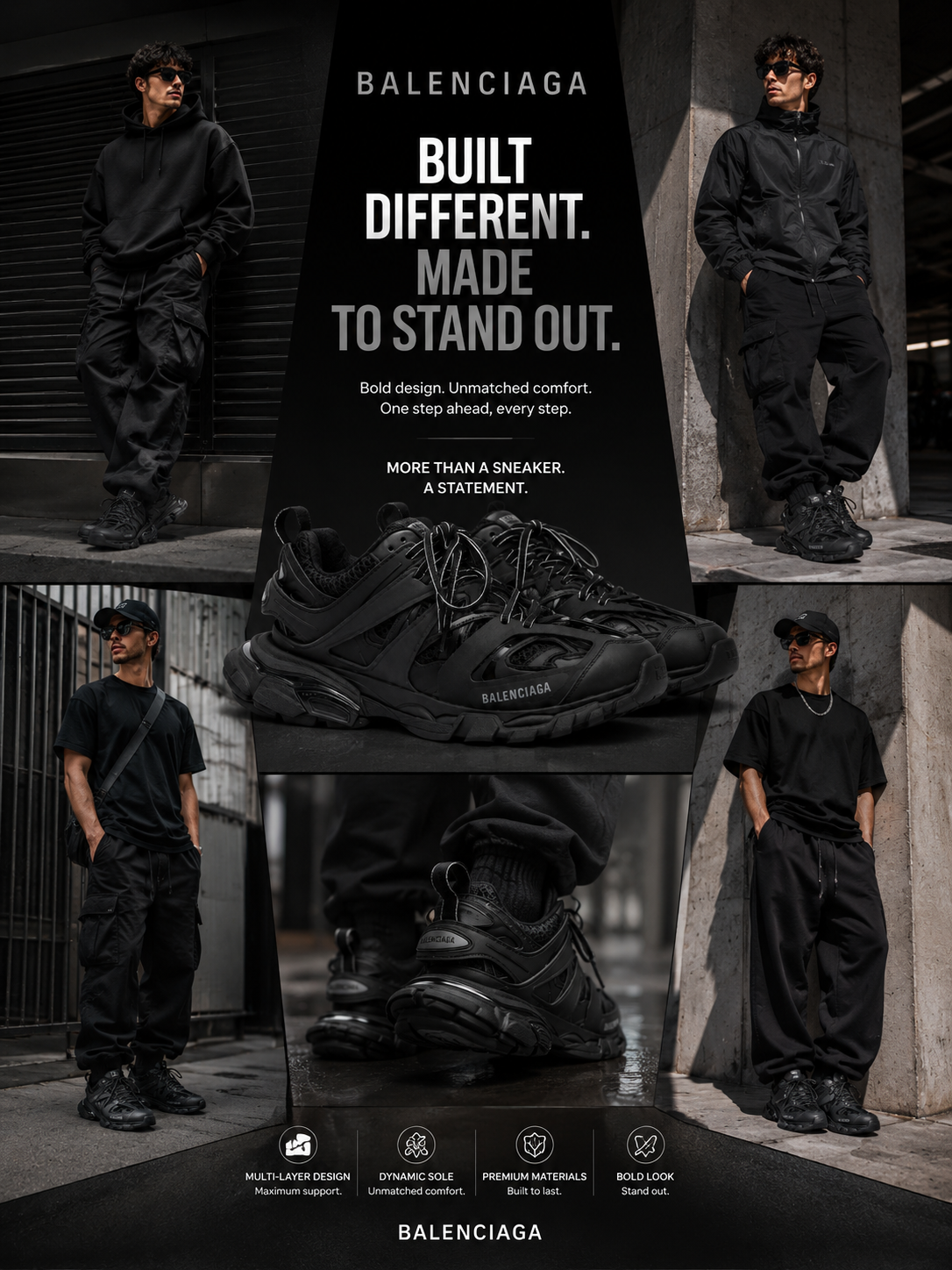 Balenciaga track triple black