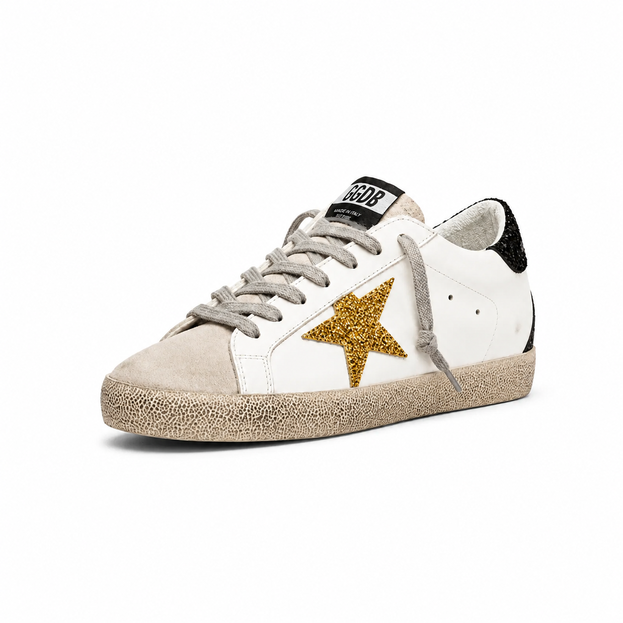Golden Goose Superstar White Gold Star glitter