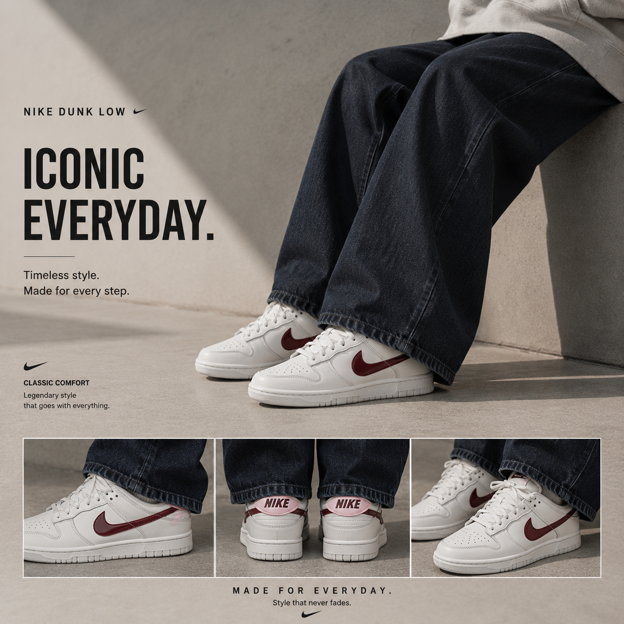 Nike Dunk Low White Burgundy