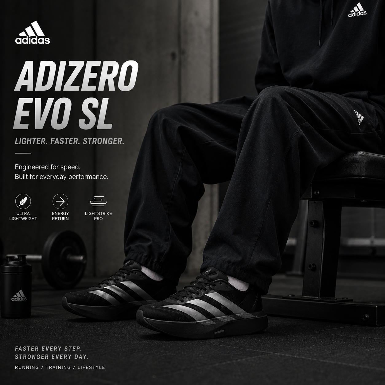 Adidas Adizero Evo SL Black/Silver grey