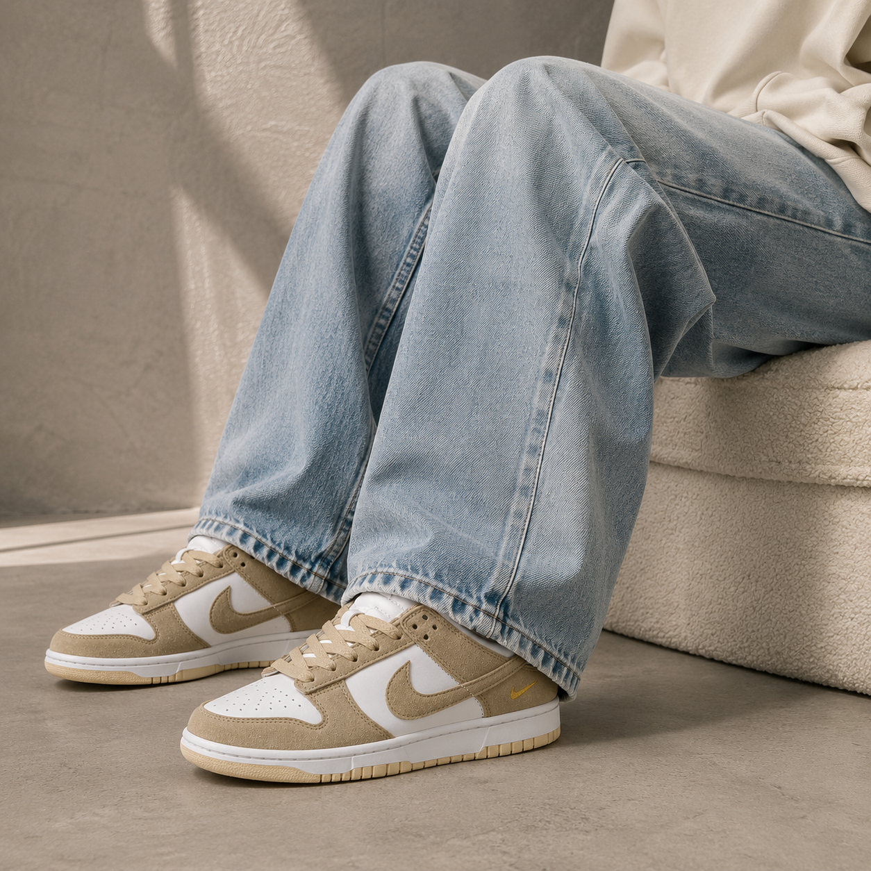 Nike dunks gold suede
