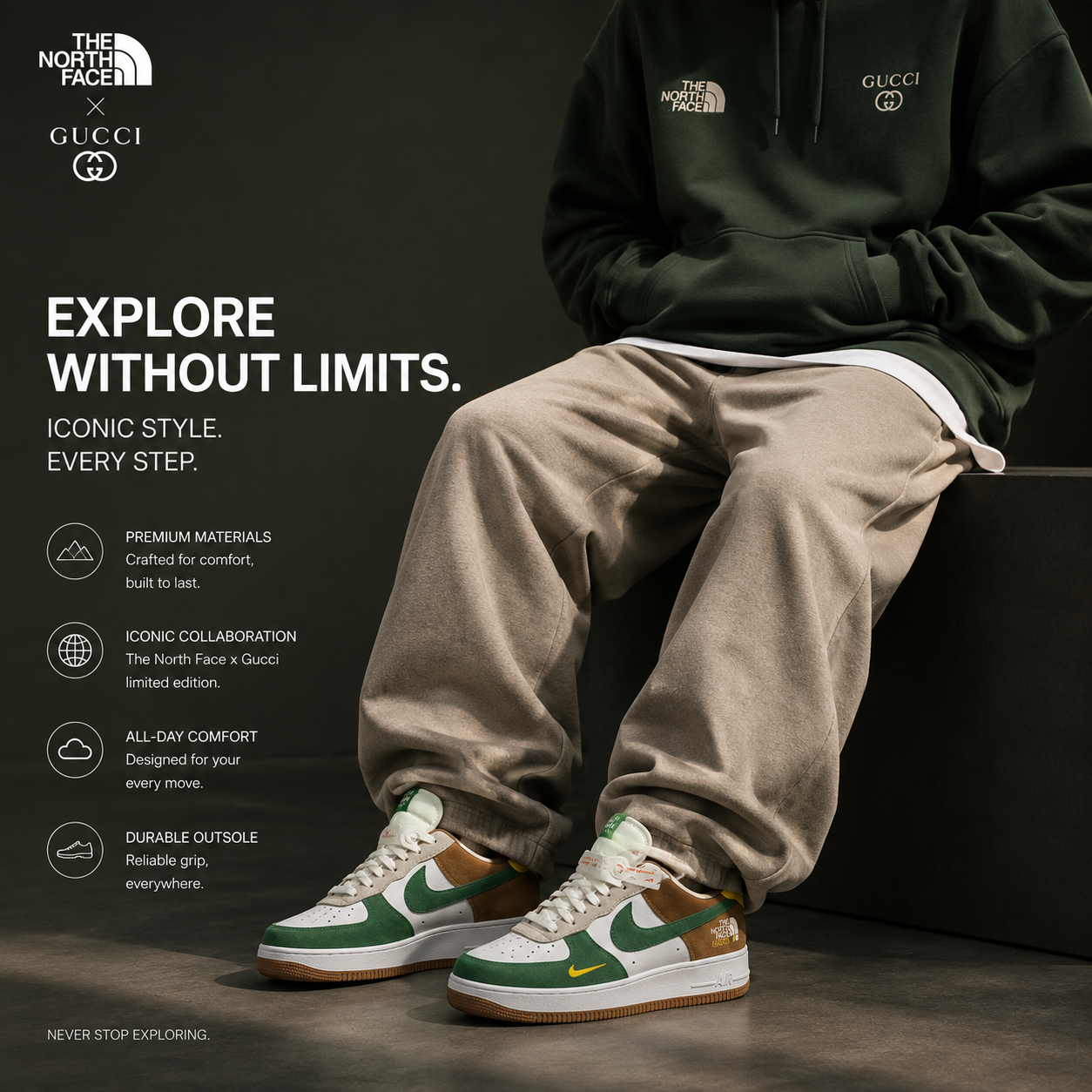 Nike air force 1 gucci & northface brown edition