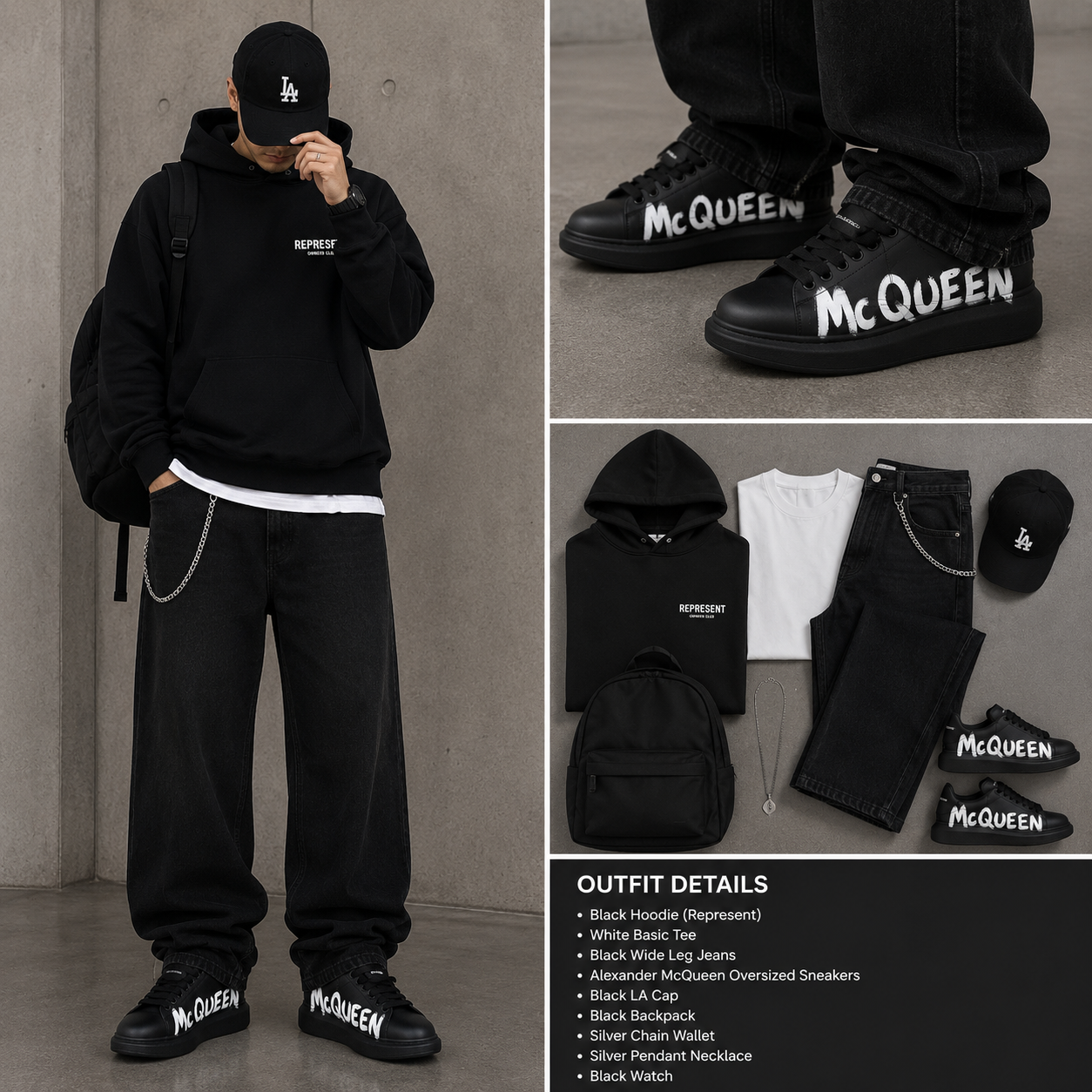 Alexander McQueen black-Graffiti-print