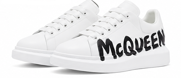Alexander McQueen white-Graffiti-print