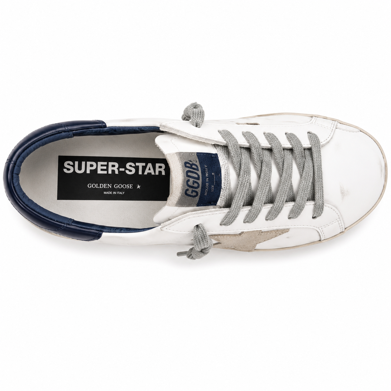Golden goose Super-Star with suede star and blue heel tab