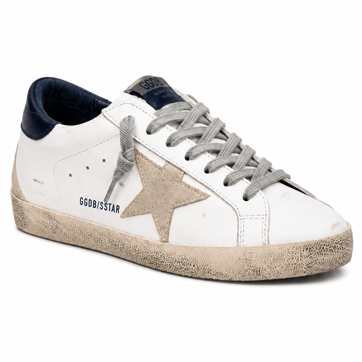 Golden goose Super-Star with suede star and blue heel tab