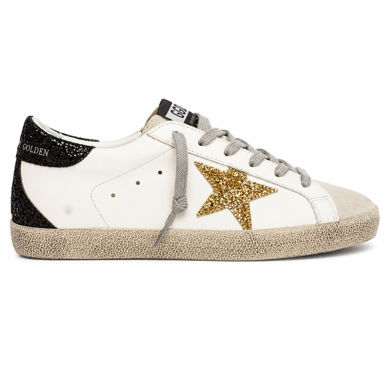 Golden Goose Superstar White Gold Star glitter