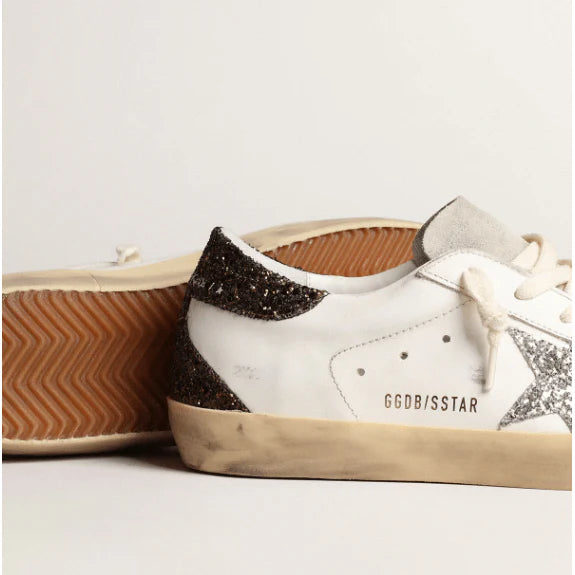 Golden Goose Super-Star With Silver Star glitter